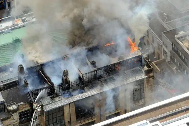 Glasgow School of Art fire aerial view