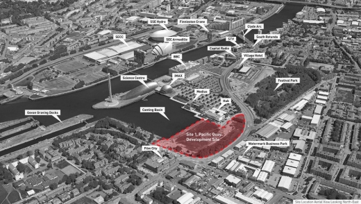 Aerial View of the Pacific Quay Development Site