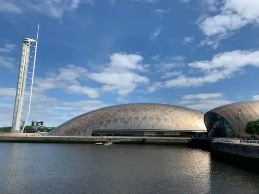 Glasgow Science Centre building tower and Imax