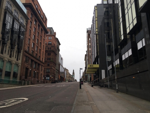empty Glasgow street due to Covid-19 pandemic 2020