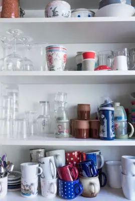 Beautiful Glasses, Cups, and Mugs in kitchen