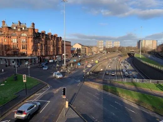 Glasgow M8 motorway Charing Cross landscape