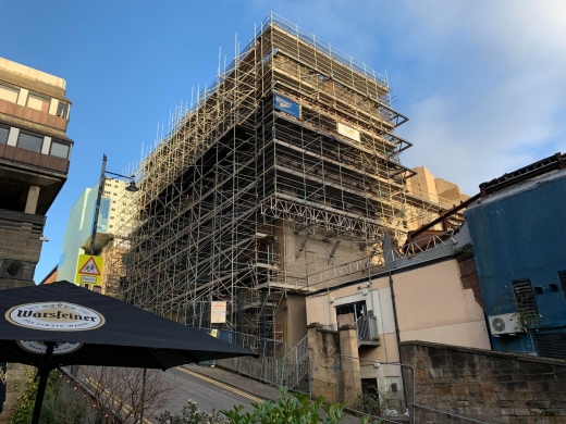 Glasgow School of Art ruin scaffolding
