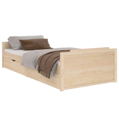 vidaXL Bed Frame with Drawers Solid Wood Pine
