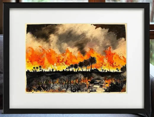 Los Angeles wildfires painting